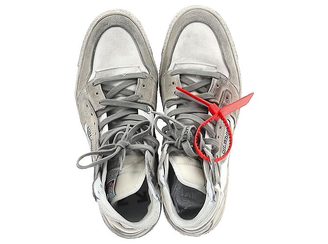 Off White Sneakers alte Off-White 3.0 Off-Court in pelle bianca Grigio - vista 3