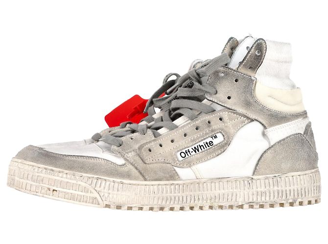 Off White Sneakers alte Off-White 3.0 Off-Court in pelle bianca Grigio - vista 4