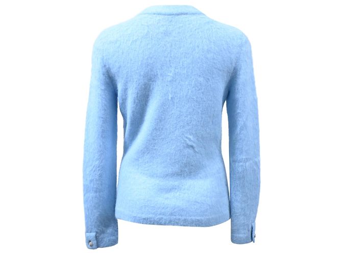 Timeless Chanel-Cardigan mit Knöpfen aus hellblauem Kaschmir - Ansicht 3