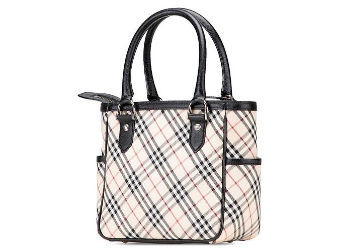 Burberry Nova Check Canvas Leder Handtasche Braun Beige - Ansicht 2