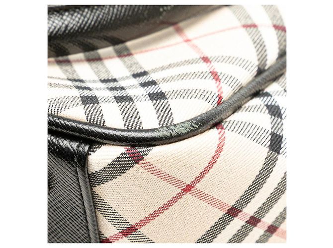 Burberry Nova Check Canvas Leder Handtasche Braun Beige - Ansicht 4