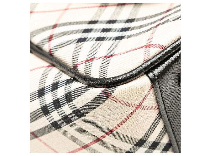 Burberry Nova Check Canvas Leder Handtasche Braun Beige - Ansicht 5