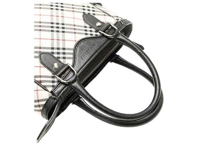 Burberry Nova Check Canvas Leder Handtasche Braun Beige - Ansicht 6