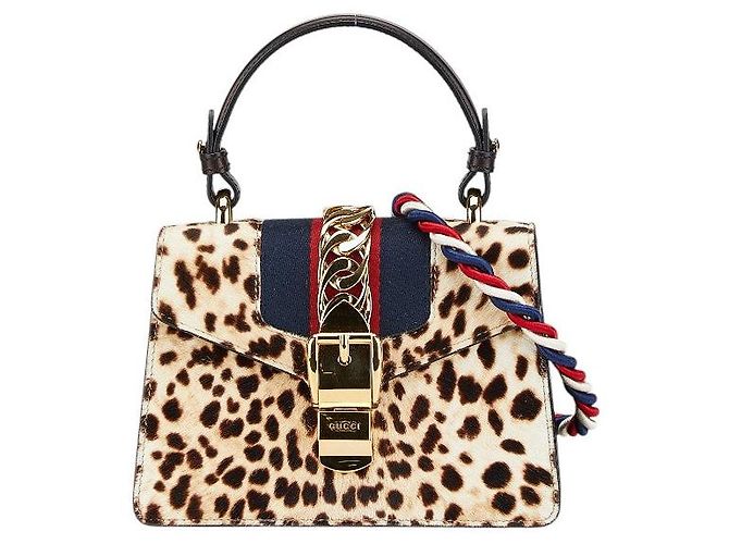 Borsa 2 in 1 Gucci Harako Sylvie Leopardo 470270 Marrone Beige - vista 2