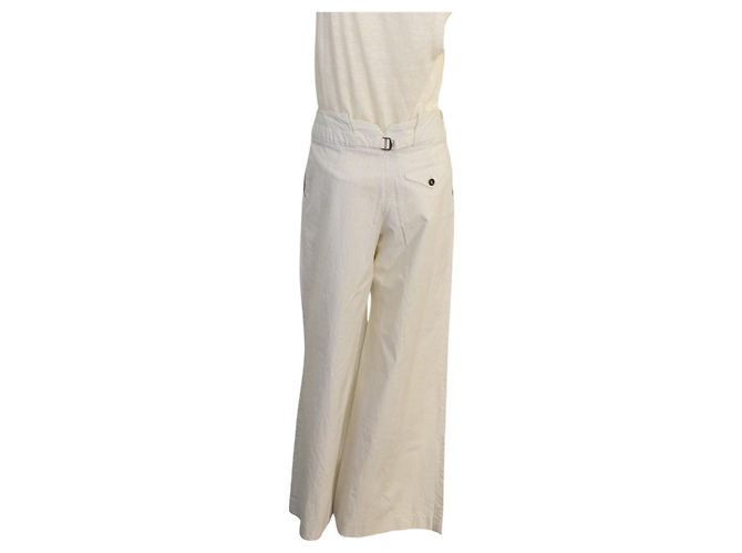 Paul Smith White and Grey Striped Cotton Straight Leg Trousers 42 - view 2
