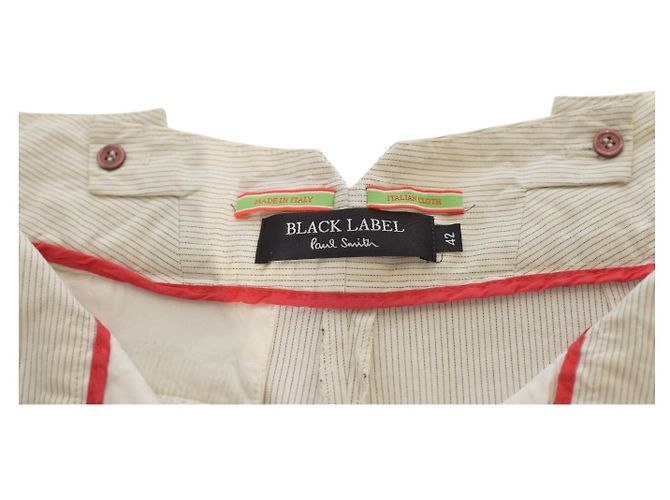 Paul Smith White and Grey Striped Cotton Straight Leg Trousers 42 - view 3