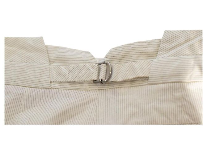 Paul Smith White and Grey Striped Cotton Straight Leg Trousers 42 - view 5