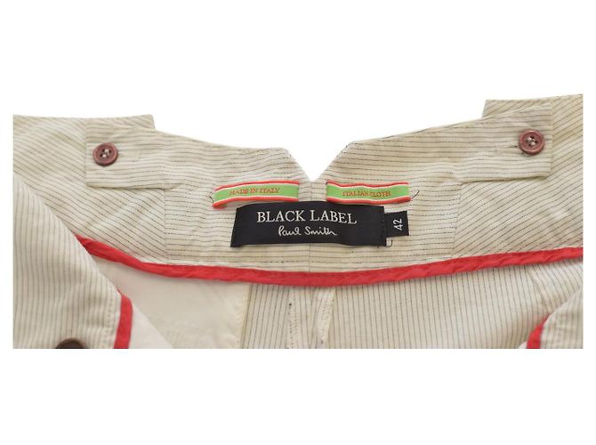 Paul Smith White and Grey Striped Cotton Straight Leg Trousers 42 - view 6