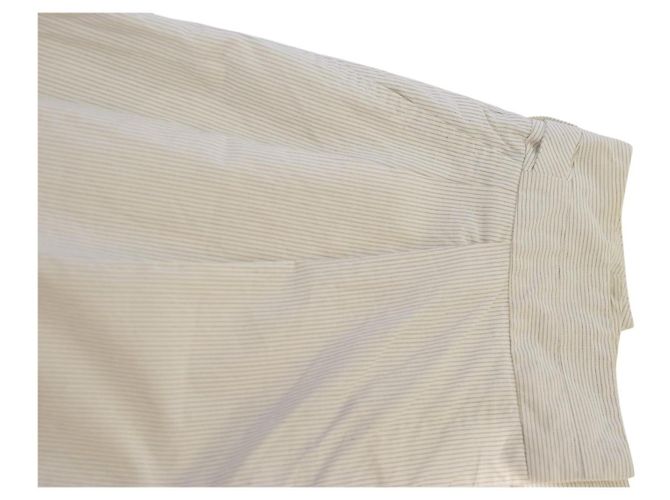 Paul Smith White and Grey Striped Cotton Straight Leg Trousers 42 - view 7