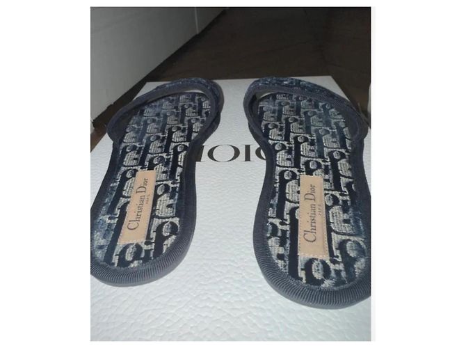 Dior Chez Moi Samt Mules Oblique Monogramm Dunkelblau Marineblau - Ansicht 5
