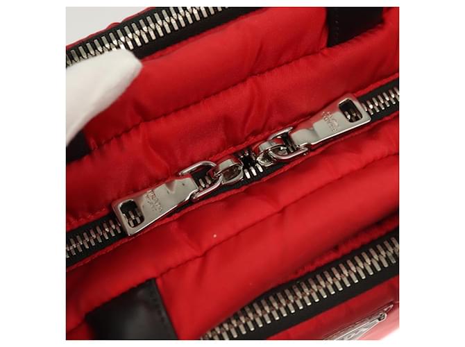 PRADA Borsa a mano in nylon rosso argento Auth 123522V - vista 10