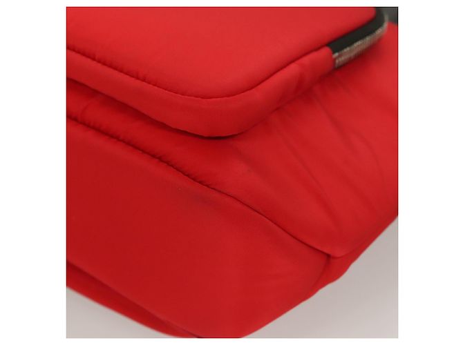 PRADA Borsa a mano in nylon rosso argento Auth 123522V - vista 14