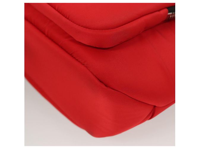 PRADA Borsa a mano in nylon rosso argento Auth 123522V - vista 16