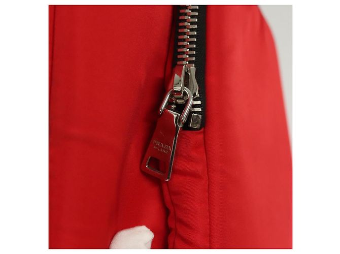 PRADA Borsa a mano in nylon rosso argento Auth 123522V - vista 17