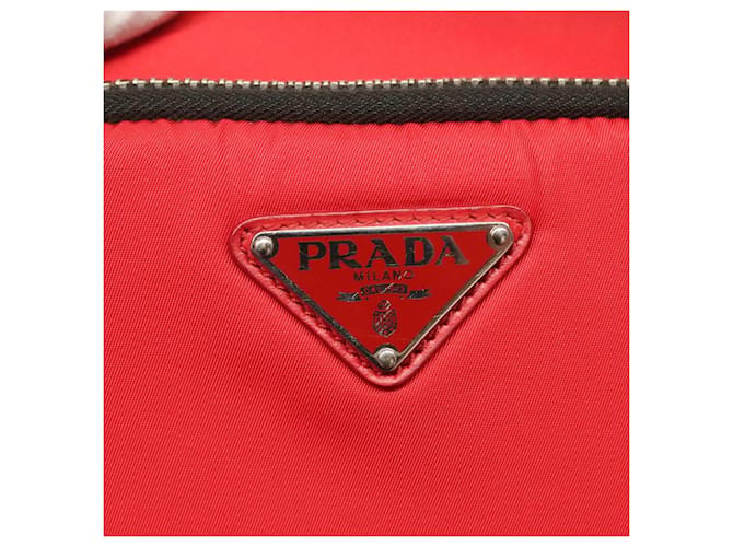 PRADA Borsa a mano in nylon rosso argento Auth 123522V - vista 19