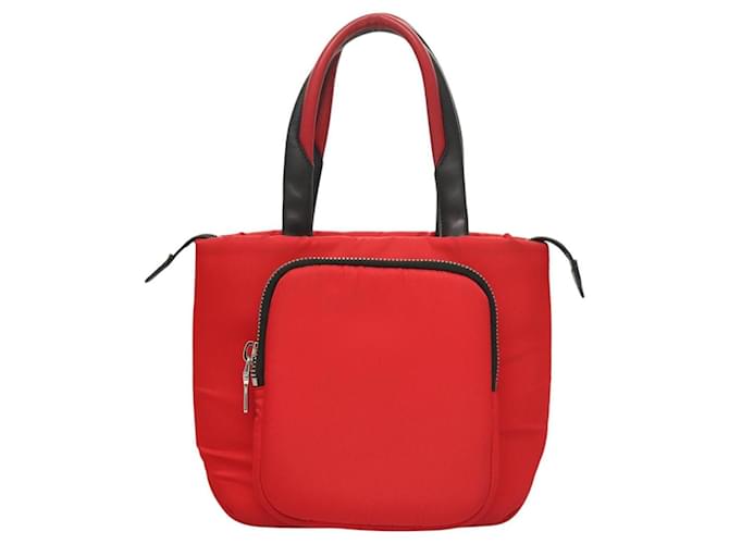 PRADA Borsa a mano in nylon rosso argento Auth 123522V - vista 2