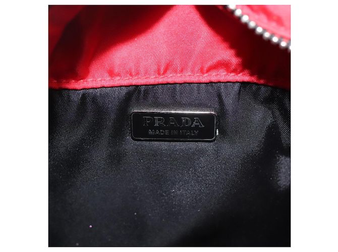 PRADA Borsa a mano in nylon rosso argento Auth 123522V - vista 20
