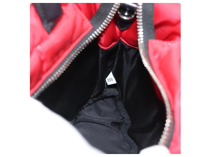 PRADA Borsa a mano in nylon rosso argento Auth 123522V - vista 22