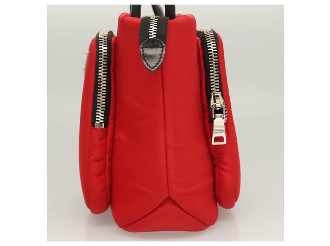 PRADA Borsa a mano in nylon rosso argento Auth 123522V - vista 3