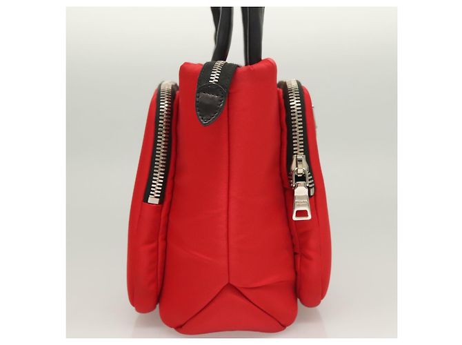 PRADA Borsa a mano in nylon rosso argento Auth 123522V - vista 4