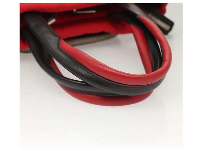 PRADA Borsa a mano in nylon rosso argento Auth 123522V - vista 7