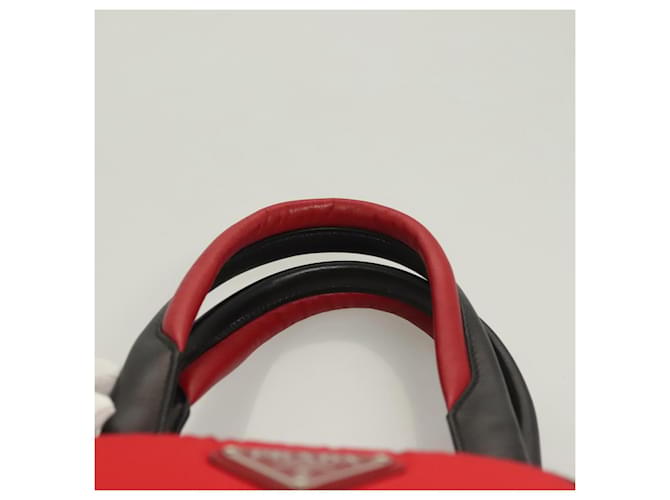 PRADA Borsa a mano in nylon rosso argento Auth 123522V - vista 8
