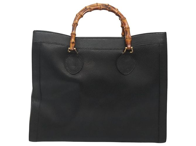 Borsa a mano in pelle Gucci Bamboo nera e oro 002 1186 0259 Auth mr1334 Nero D'oro - vista 2