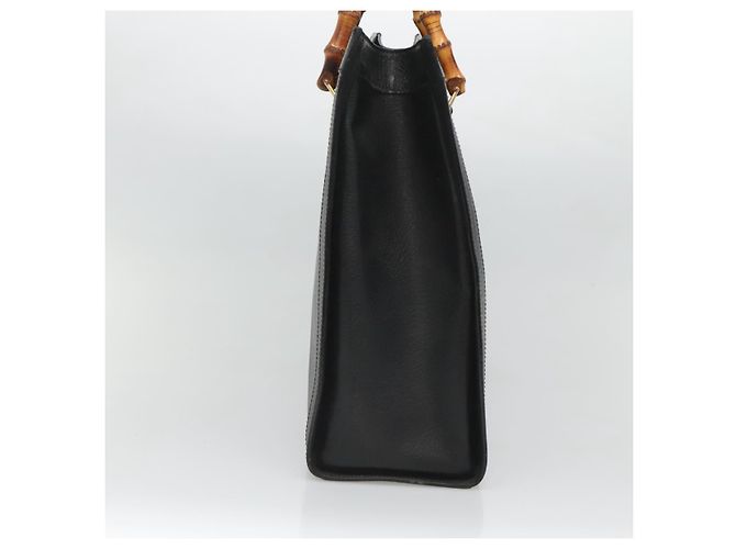 Borsa a mano in pelle Gucci Bamboo nera e oro 002 1186 0259 Auth mr1334 Nero D'oro - vista 3