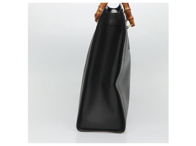 Borsa a mano in pelle Gucci Bamboo nera e oro 002 1186 0259 Auth mr1334 Nero D'oro - vista 4