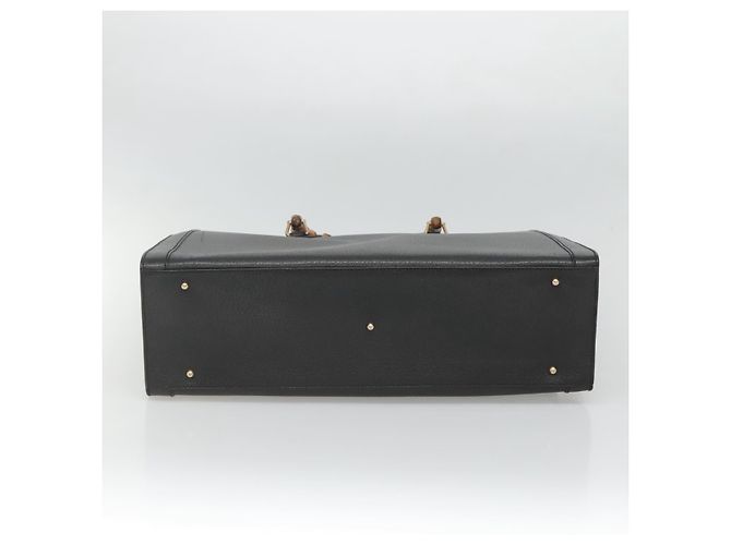 Borsa a mano in pelle Gucci Bamboo nera e oro 002 1186 0259 Auth mr1334 Nero D'oro - vista 5