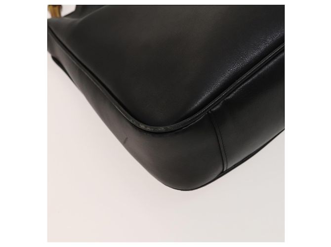 Borsa a mano in pelle GUCCI Bamboo 2 vie nera oro 001 1638 Auth ep9053 Nero D'oro - vue 16