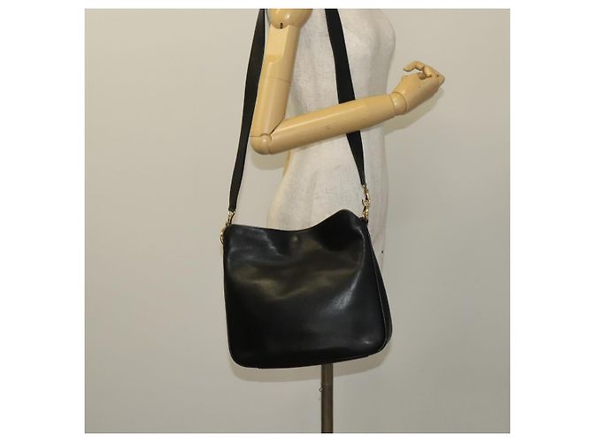 Borsa a mano in pelle GUCCI Bamboo 2 vie nera oro 001 1638 Auth ep9053 Nero D'oro - vue 21