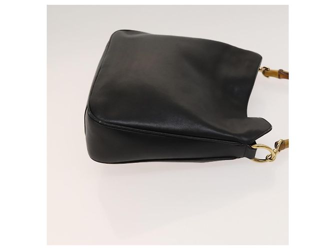 Borsa a mano in pelle GUCCI Bamboo 2 vie nera oro 001 1638 Auth ep9053 Nero D'oro - vista 3