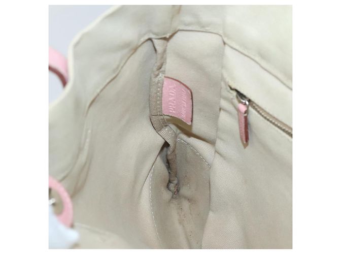 PRADA Tote Bag aus Canvas Beige Silber Authentisch 126135 - Ansicht 19