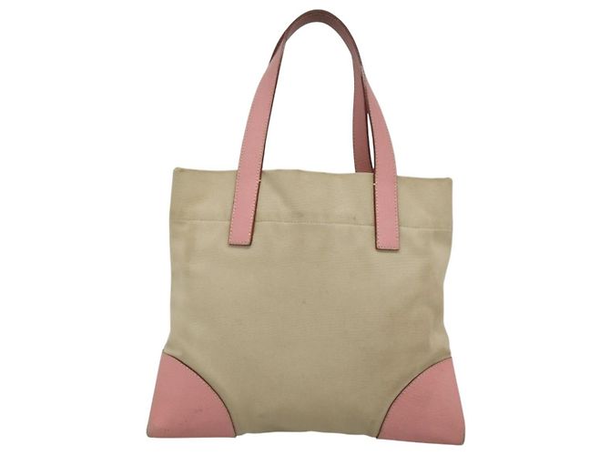 PRADA Tote Bag aus Canvas Beige Silber Authentisch 126135 - Ansicht 2