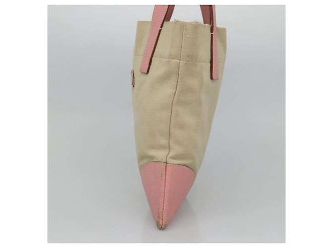 PRADA Tote Bag aus Canvas Beige Silber Authentisch 126135 - Ansicht 4
