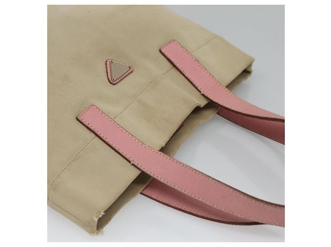 PRADA Tote Bag aus Canvas Beige Silber Authentisch 126135 - Ansicht 6