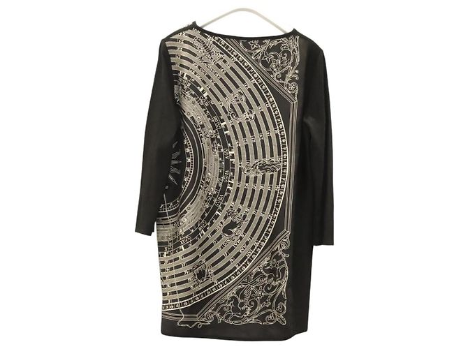 Hermès Camicia Tunica HERMES ""DIES ET HORE"" Seta Nera Auth 126350 Nero - vista 2