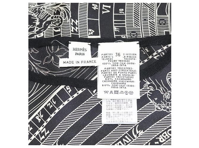 Hermès Camicia Tunica HERMES ""DIES ET HORE"" Seta Nera Auth 126350 Nero - vista 3
