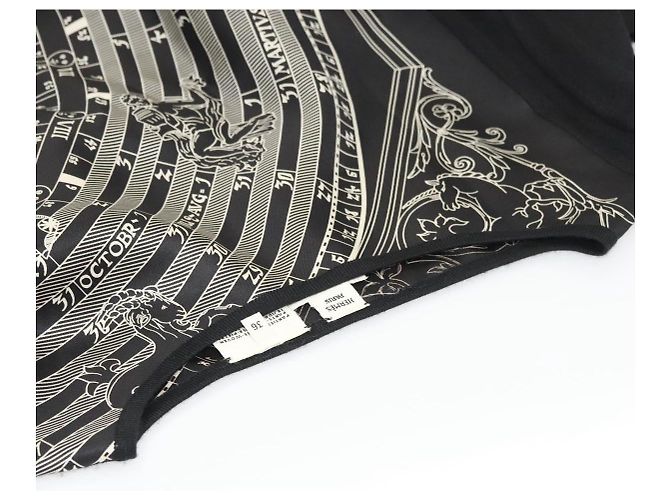 Hermès Camicia Tunica HERMES ""DIES ET HORE"" Seta Nera Auth 126350 Nero - vista 6