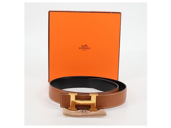 Hermès Cintura in pelle HERMES Constance 33,1" Marrone Nero Auth 121288M - vista 12