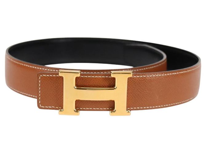 Hermès Cintura in pelle HERMES Constance 33,1" Marrone Nero Auth 121288M - vista 2