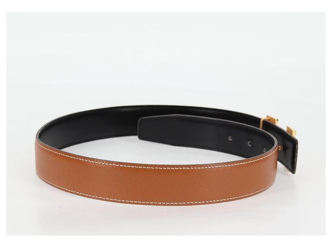 Hermès Cintura in pelle HERMES Constance 33,1" Marrone Nero Auth 121288M - vista 4