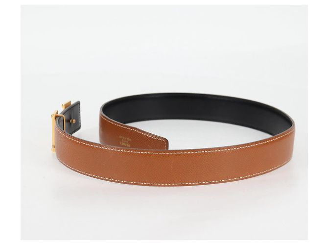Hermès Cintura in pelle HERMES Constance 33,1" Marrone Nero Auth 121288M - vista 5
