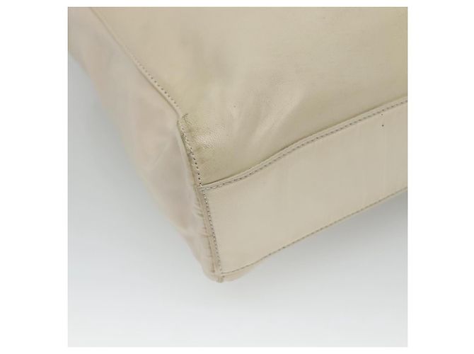 PRADA Schultertasche aus Leder Nylon Weiß Silber Authentisch bs26360 - Ansicht 16