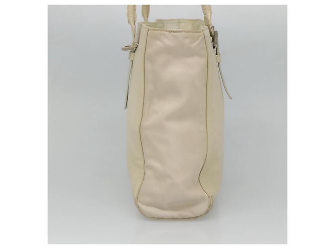 PRADA Schultertasche aus Leder Nylon Weiß Silber Authentisch bs26360 - Ansicht 4