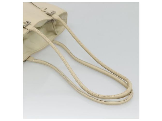 PRADA Schultertasche aus Leder Nylon Weiß Silber Authentisch bs26360 - Ansicht 7