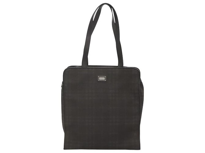 Burberry Sac fourre-tout Nova Check en PVC noir Auth th6087 - vue 13