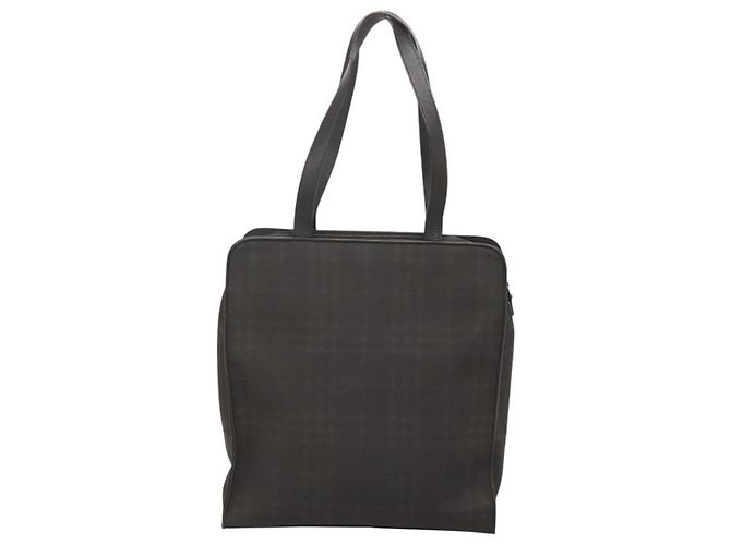 Burberry Sac fourre-tout Nova Check en PVC noir Auth th6087 - vue 2