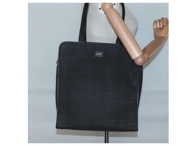 Burberry Sac fourre-tout Nova Check en PVC noir Auth th6087 - vue 22